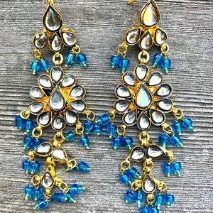 Beautiful kundan blue and gold fashion Earrings